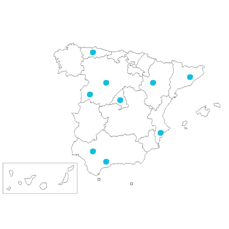 Mapa de provincias para las pruebas de laboratorio.